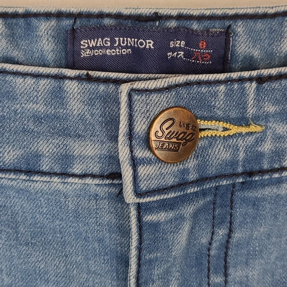 Swag Junior Distressed Patched Jeans - Light Wash